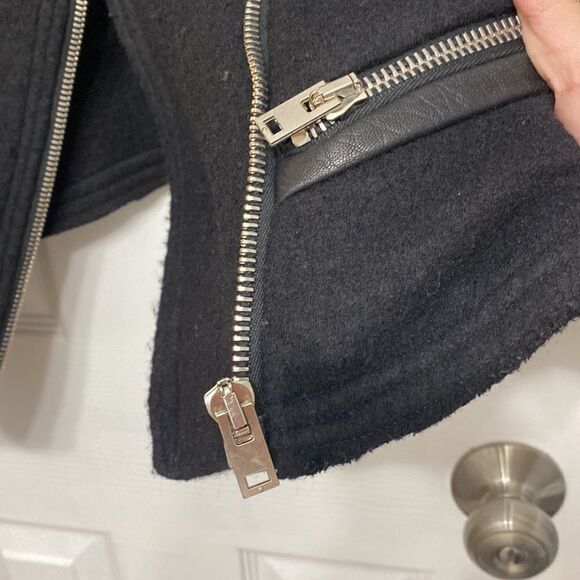 IRO Clifden Wool Biker Jacket Black Medium US8 - Picture 9 of 10